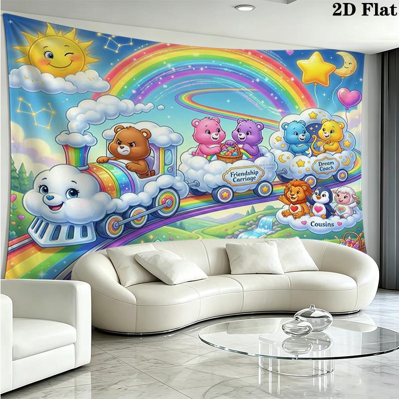 CARE BEARS Wall Tapestry Aesthetic Wall Hanging Printed Fabric Blanket Decorative Tapestries for Bedroom Living Room Home Decor