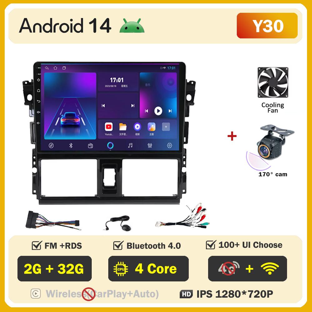 For Toyota Vios XP150 2013-2020 Car Radio Player Car Carplay Screen Autoradio Mirror Link Car Intelligent Systems Touch Screen