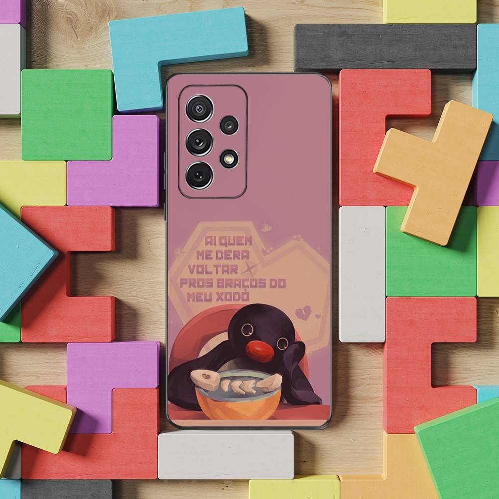 Süßes Tier P-Pingu Pinguin Hülle Für Samsung S21,S9,S22,S25,S20,S10,Plus,Ultra,S24,S23,FE,Lite,Weiches Silikon Schwarz