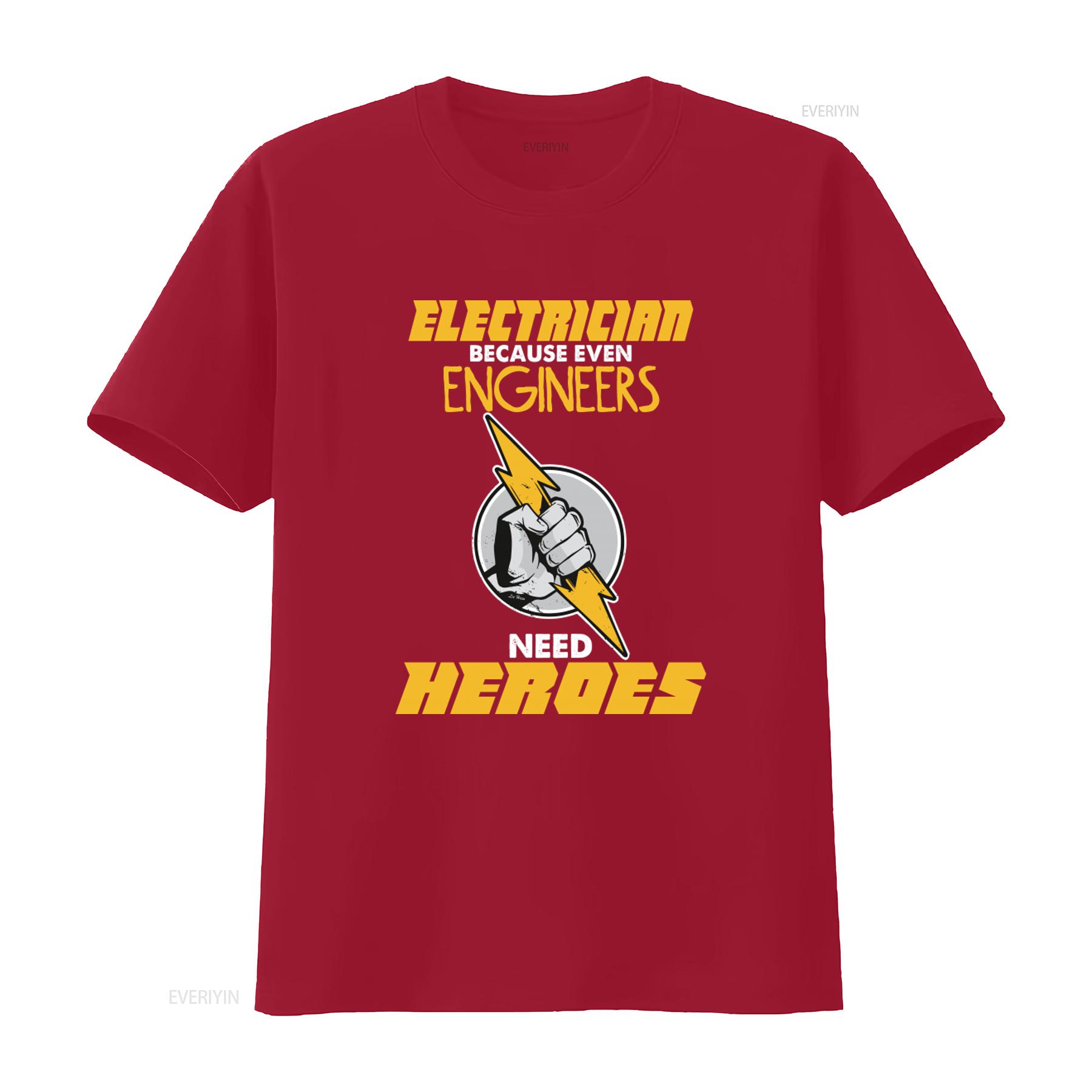 Electrician Because Even Engineers Need Heroes T Shirt for  vintage Washed homme graphic Casual Soft Comfortable Breathable S
