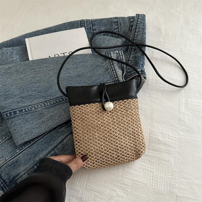 Fashionable Woven Street Style Crossbody Bag With Phone Pocket In Black Or Brown