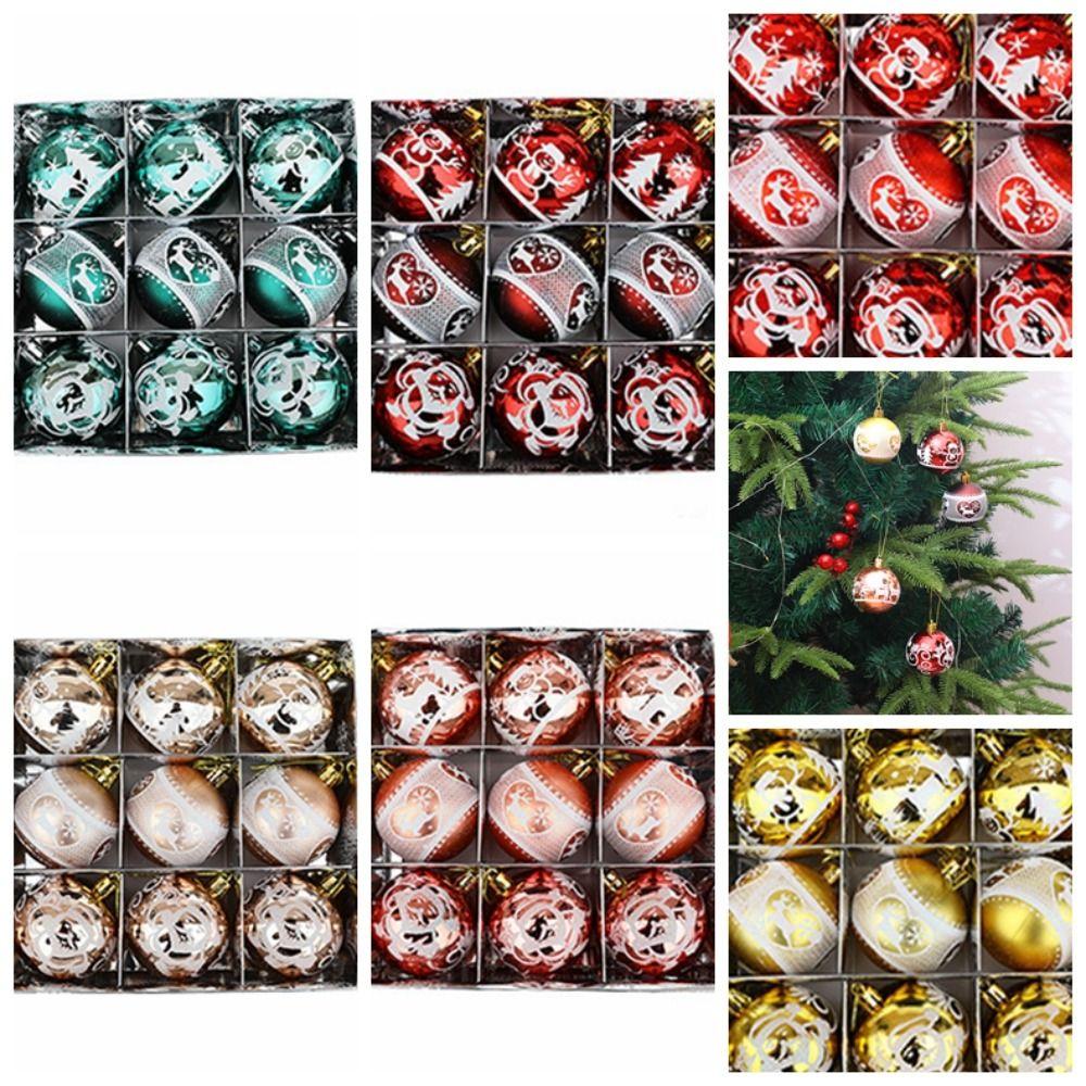 9pcs Plastic Hanging Bauble Ornament Electroplated Xmas Tree Hanging Ornament  Christmas Tree Wreath