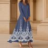 Kjoler For Damer Vintage Blomst Tunika Midjet Midi Kjole Sommer Casual 3/4 Ermet Kjole