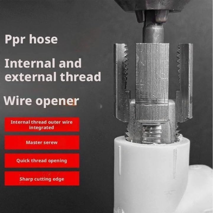 Integrated Internal & External Pipe Threading Tool, 2025 New Pipe Thread Cutting Tool, Pvc Thread Maker Tool for Electric Drill, Pvc Pipe Threading