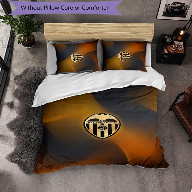 Valencia FC Themed Bedding 3Pcs Duvet Cover Set Decorative Bed Linen For Teen Room Home Decoration