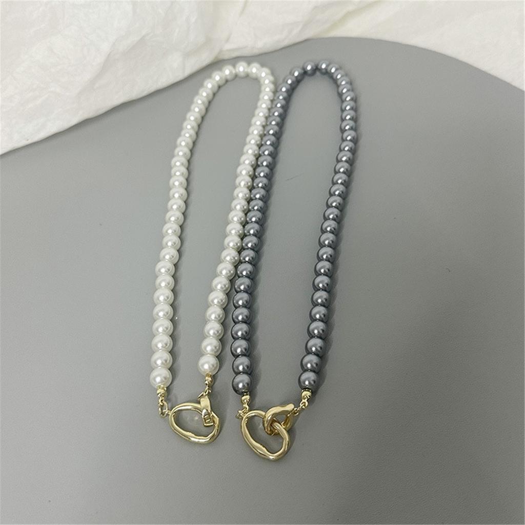 Tooxika French Retro Light Luxury Niche Grey Pearl Necklace Simple Personality Jumper Chain Female