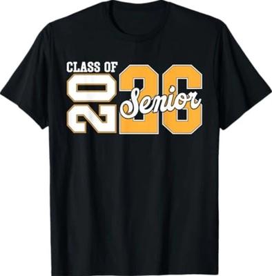 2026 Senior 26 Klasse von 2026 Abschlussjahr Letzter Erster Schultag T-Shirt (Gelb)
