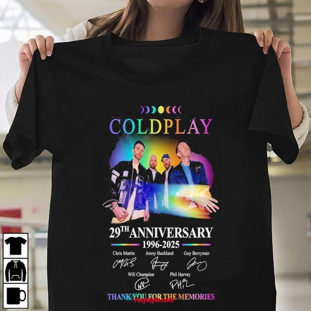 Coldplay Rock Band 29th Anniversary 1996-2025 Thank You For  CG2278 Unisex T-Shirt XXXL