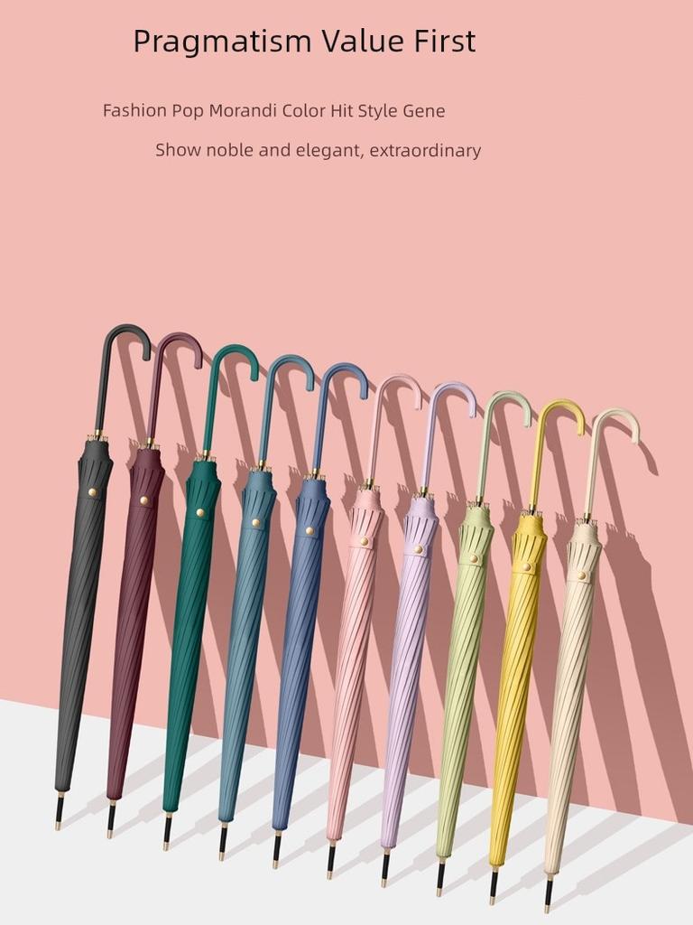 INS Japanese Style Fresh Long Handle 16K Automatic Belt Waterproof Cover Vinyl Sun Protective Straight Handle Women's Golf Umbrella