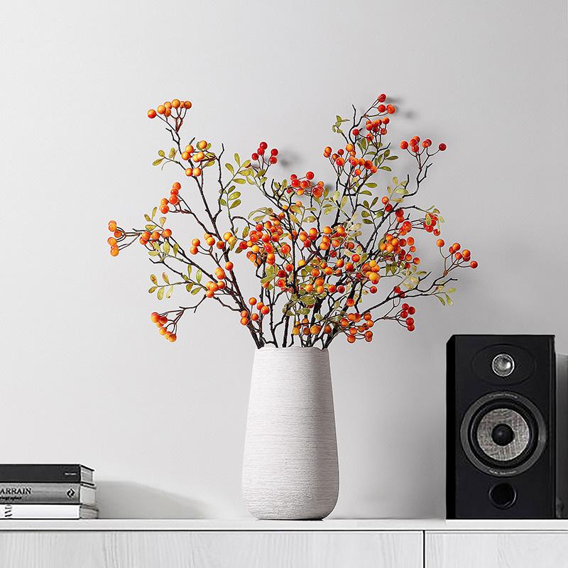 3pcs Artificial Plants Branch Orange Autumn Fruit Berries 70cm Foam Berry Plastic Fake Flower Home Ornaments Decoration