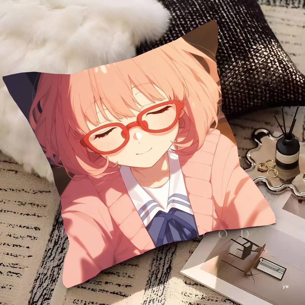 Kuriyama Mirai Animation Kyoukai No Kanata Pillow Case Fashion Square Pillowcase Bedroom Sofa Room Ins Decoration Leisure