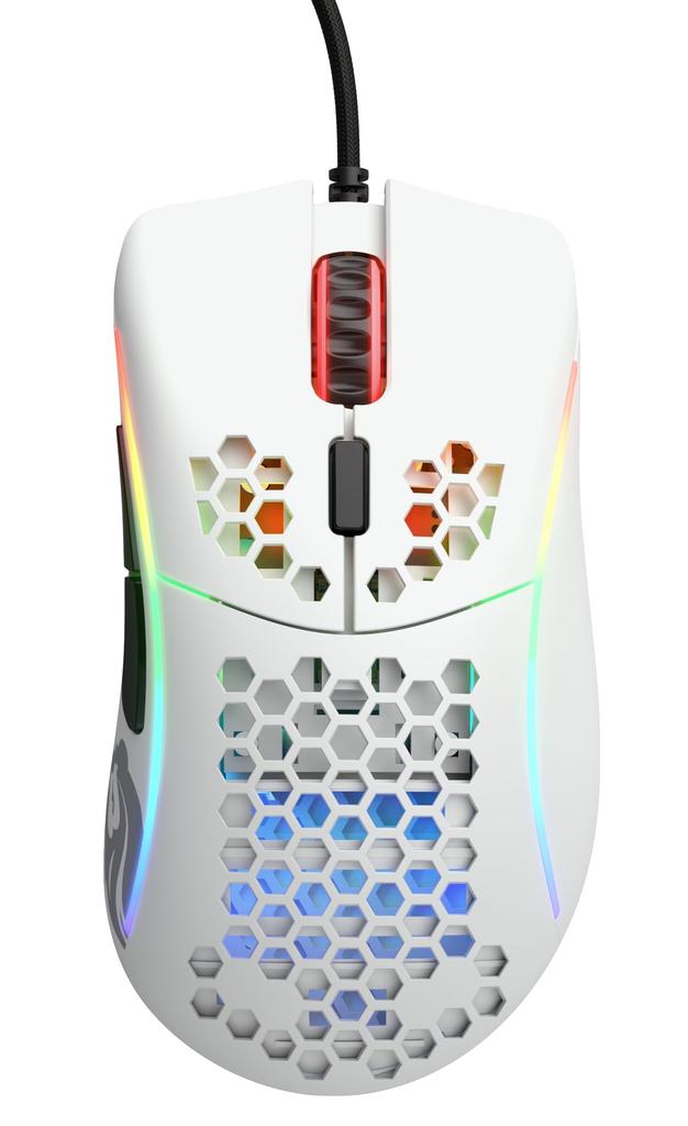 Glorious Model D Gaming Mouse, White, Wired, Compact, RGB Illuminated, 6 Programmable Buttons, 12 DPI, Ergonomic, Official Japanese Product (62g)