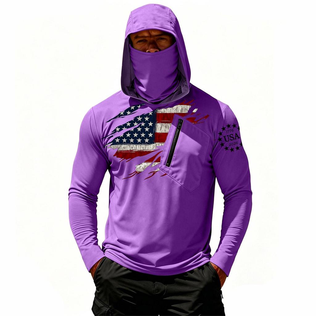 Camiseta Casual con Capucha de Manga Larga para Hombre con Protección Solar