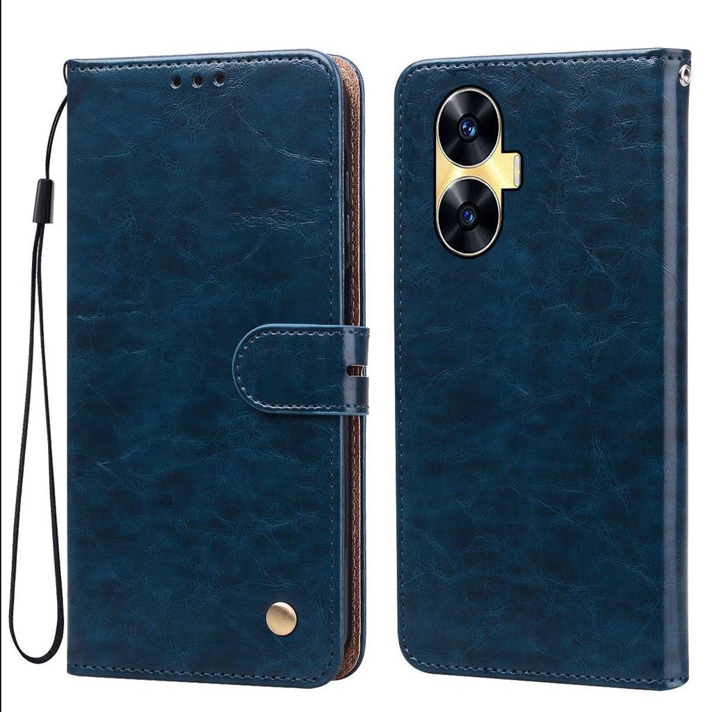 Vintage Crazy Horse Texture PU Leather Flip Wallet Phone Case for realme C55 Card Holder Kickstand Shockproof Protective Cover