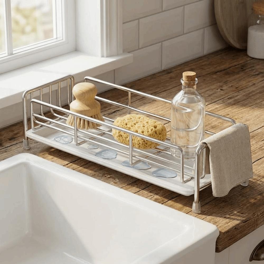 Stainless Steel Sink Drain Rack Large Capacity Soap Sponge Holder  Bathroom