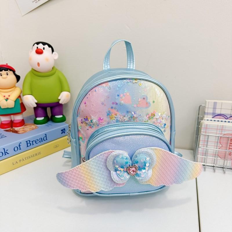 Shaped Heart Sequins Pattern Wings Backpack Children Schoolbag Fashion Gift
