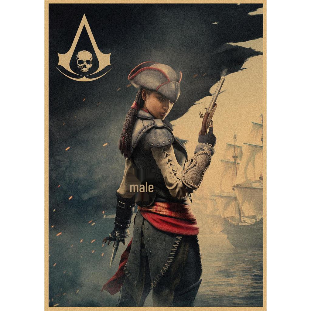 Assassin's Creed Retro Kraft Paper Wall Poster Mural 250