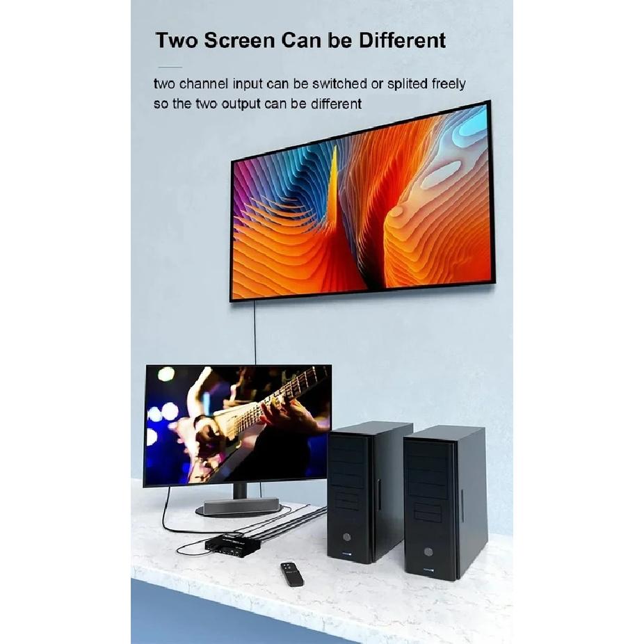 4K 60Hz 2x2 HD Matrix 2 In 2 Out HD Switcher Splitter Audio Extractor Video Converter for PS4 Laptop PC To TV Projector
