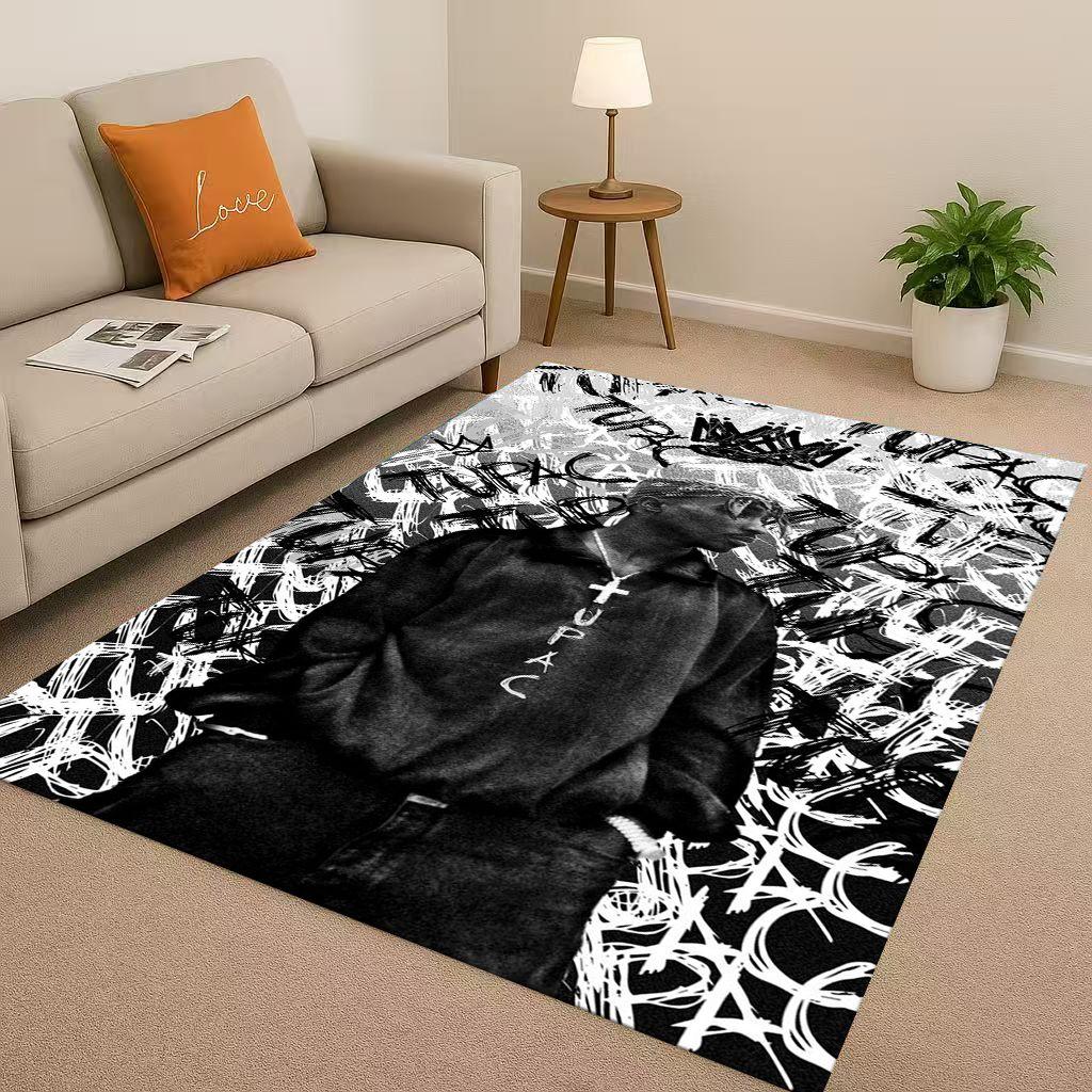 3D Klasický Rap Tupac 2pac Hip-Hop Hudba Rapper Obývací pokoj Protiskluzový Koberec pro Ložnici Hernu Pohovku, Domácí Dekorace Rohožka