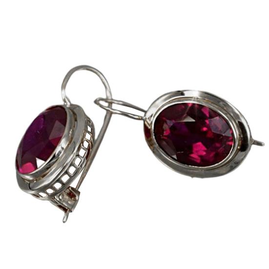 1 Paar rote Strass-Ohrringe für Damen, oval, hohl, glänzend, Ohrclips, Hochzeitsschmuck