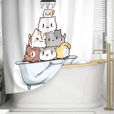 Cute Cats In Bathtub Waterproof Shower Curtain for Home Bathroom Decor Stylish Design To Enhance Space Aesthetic Perfectly