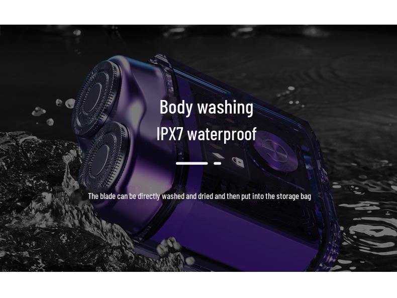 AMT Dual Engine Wiederaufladbarer Elektrorasierer - Transparentes Mecha-Design, Doppelkopf, Waschbar, Mini, Große Kapazität.