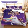 Unicorn Academy Pattern Bedding Quilt Set Quilt Cover Pillowcase Home Decoration Gift (1 * Duvet Cover + 2 * Pillowcase, Without Core)
