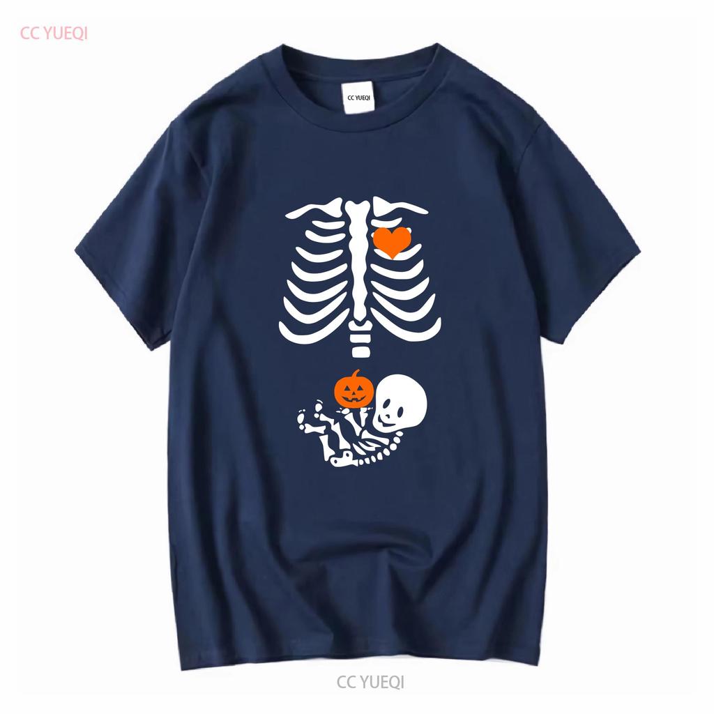 Halloween Skelett Schwangerschaft T-Shirt Mutterschaft Schwangerschaft Outfit lange oder kurze Ärmel Vintage gewaschen Unisex