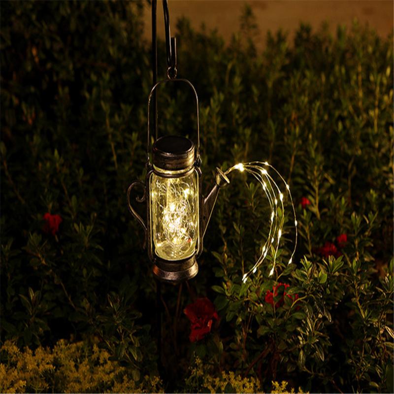 Hot,Solar Lantern Outdoor Hanging Mason Jar Solar Light 45 LED Spray Can Light for Patio Walkway Garden