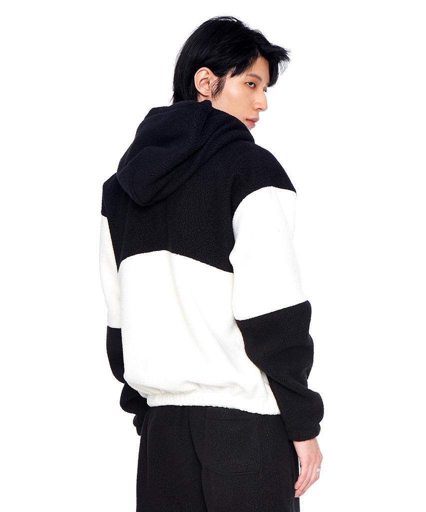 Eponym Color Block Fleece Hoodie_White & Black