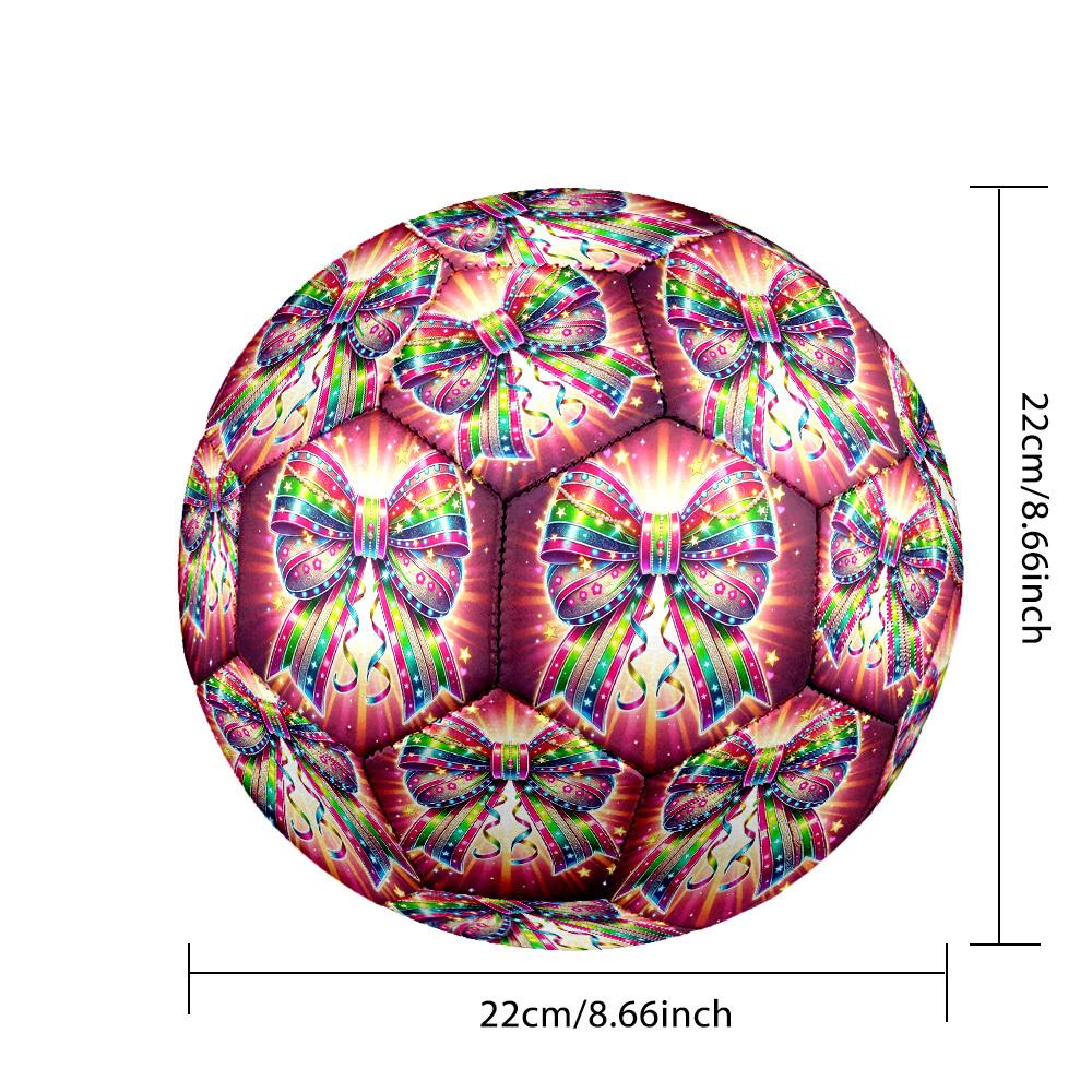 1pc Colorful Bow Celebration Theme Soccer Ball Football, Size 5, Lightweight PVC, Outdoor Training Soccer Ball,Gift j61461