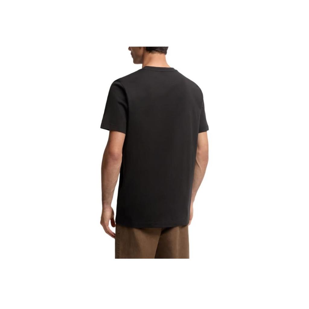 Moncler Bawełniany T-shirt z Logo Welurowym Męskie Koszulki Czarne K2-091-8C00036-8390T-999