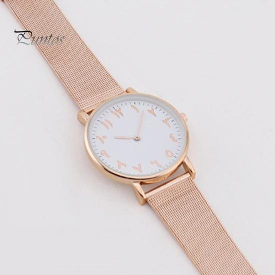 Women Watch Round Dial Quartz Movement Alloy Arabic Number Time-checking Wristwatch High Accuracy Lady Daily Party Office Dating Wear Timepiece Ladies