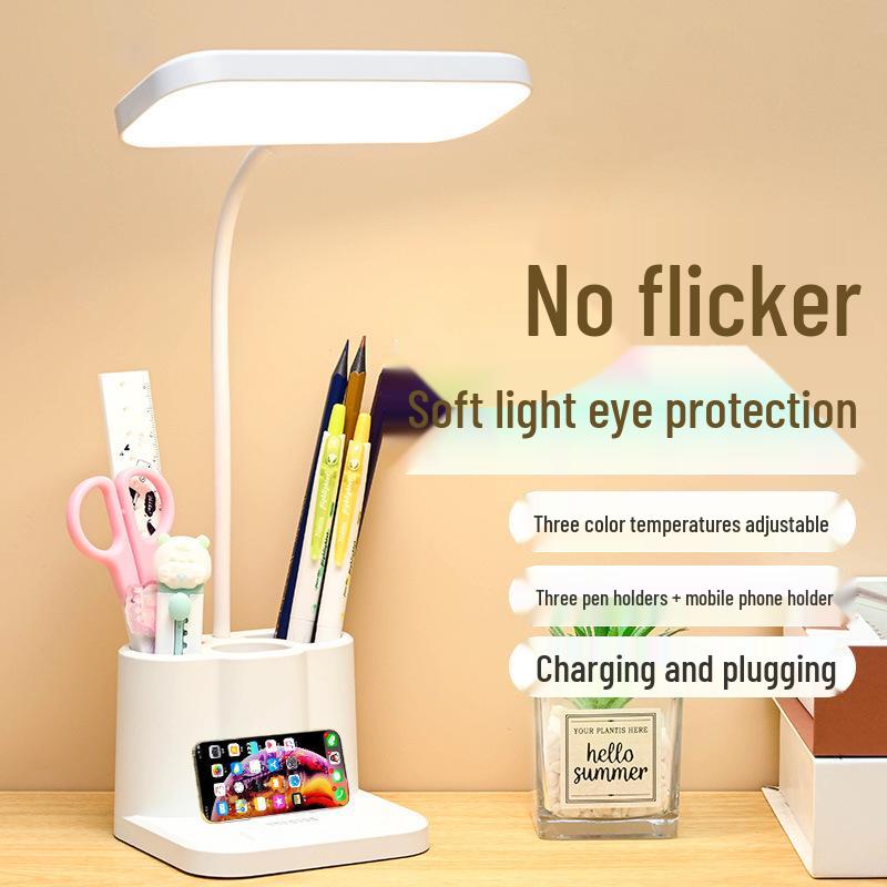 Dual-Use LED Desk Lamp with Eye Protection, Long Battery Life, Large Capacity, Night Light, Anti-Blue Light, Ideal for Students.