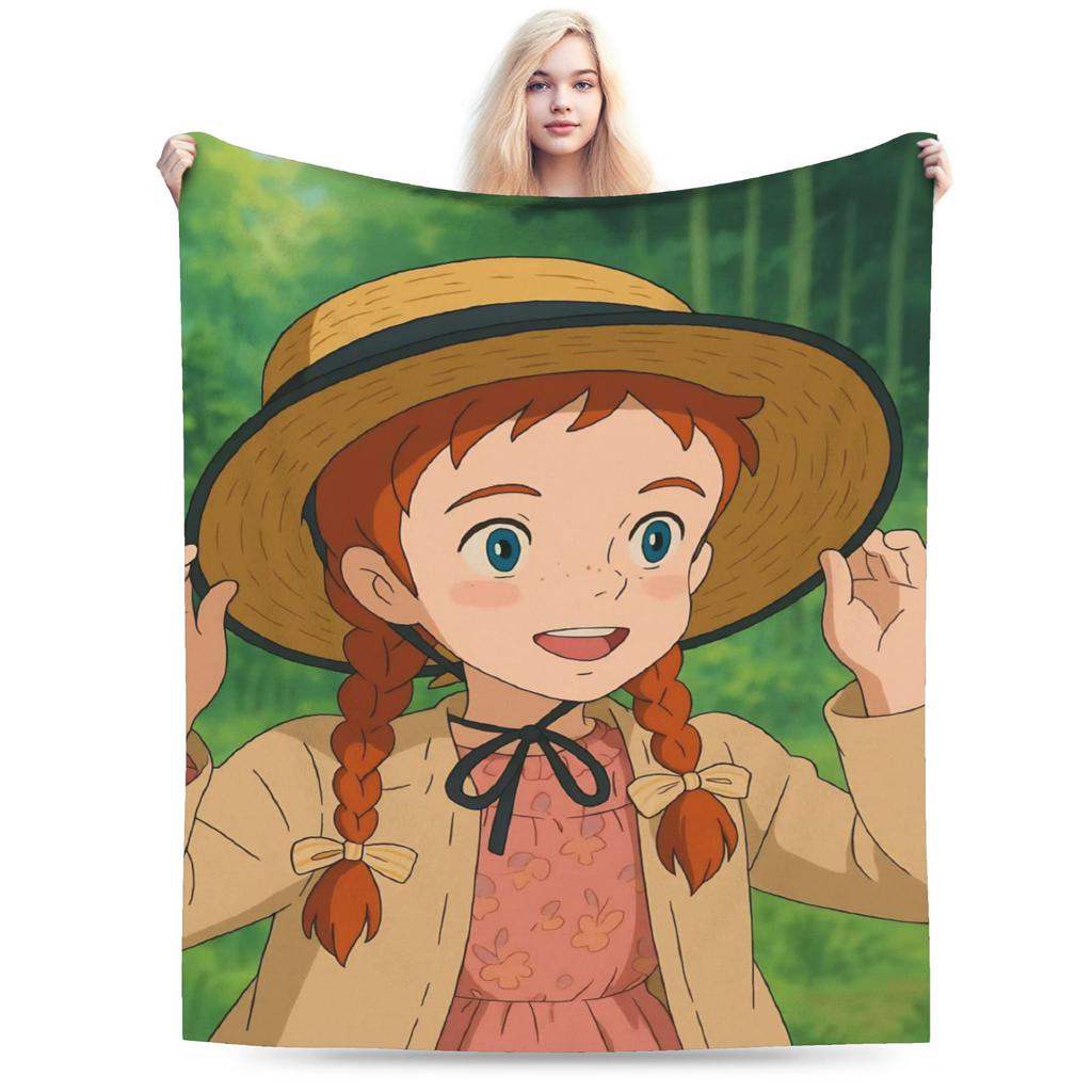 Soft BlanketKids Camping Cartoon manga A-Anne of Green Gables Throw Blanket Flannel Bedspread For Outdoor Print Sofa Bed Cover