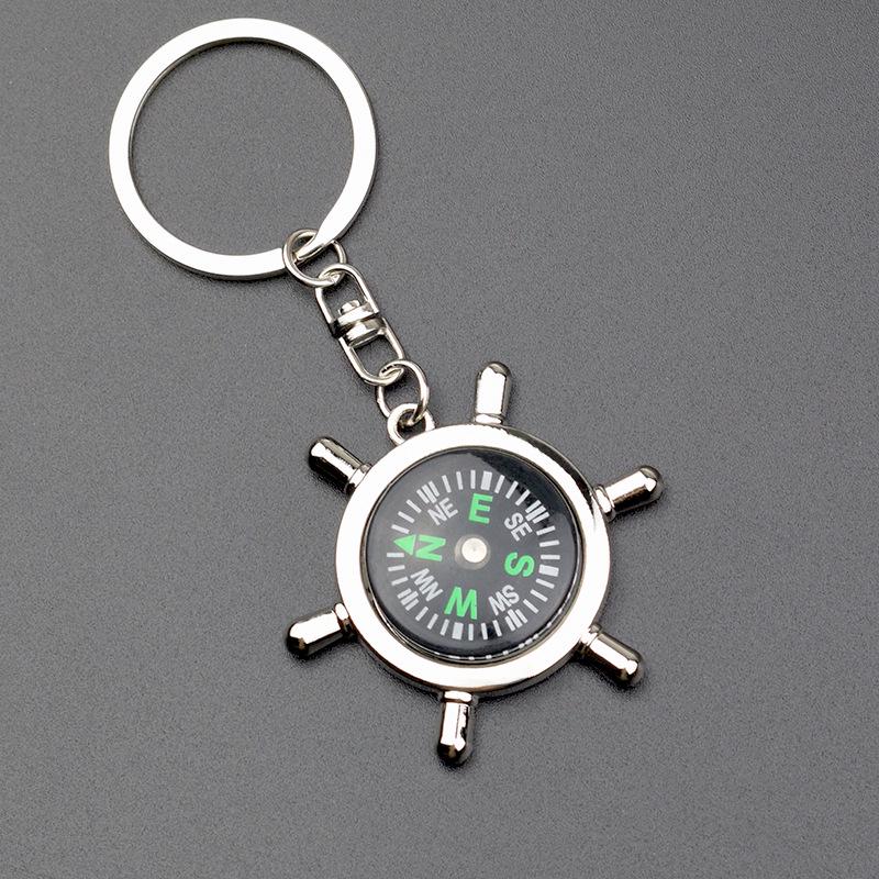 Ship's Wheel Compass Keyring - Metal Company Logo Gift & Outdoor Decorative Ornament
