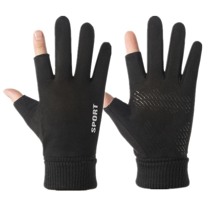 Deerskin fleece bundle gloves men's fleece warm outdoor sports driving cycling takeaway gloves
