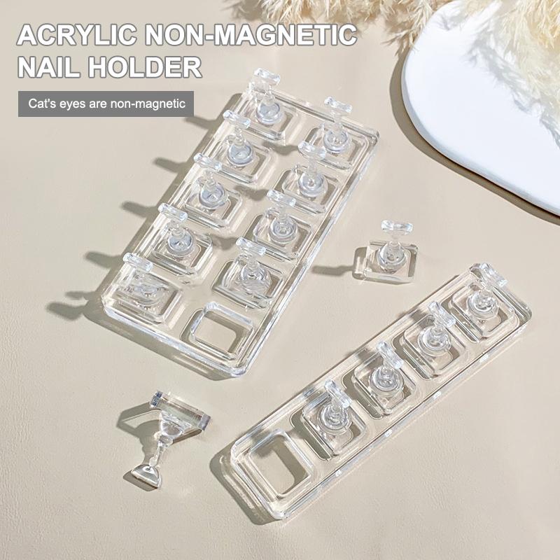 1 Set Nicht-Magnetischer Nageldisplay Acryl Nageldisplayständer Spitzenhalter Nagelübungsständer Fingernagel DIY Maniküre Ständer Werkzeuge