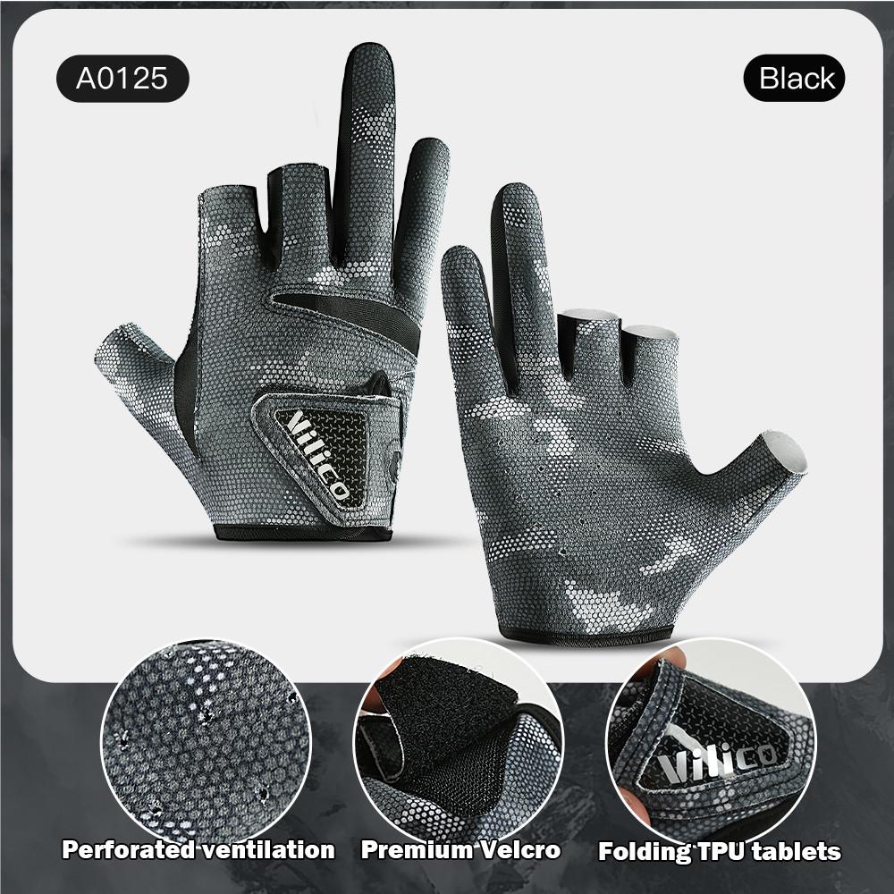 Fishing Gloves For Men Summer Fishing Road Sub Sunscreen And Anti Slip Ice Silk Breathable Thin Three Finger Cut Gloves