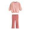 Autumn and Winter Girls' Pink Pullover Sweatshirt Set 2025 Autumn Children's Stylish Top with Flared Long Pants