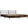 Bed Frame Smoked Oak 200x200 Cm Wood Based Material and Metal