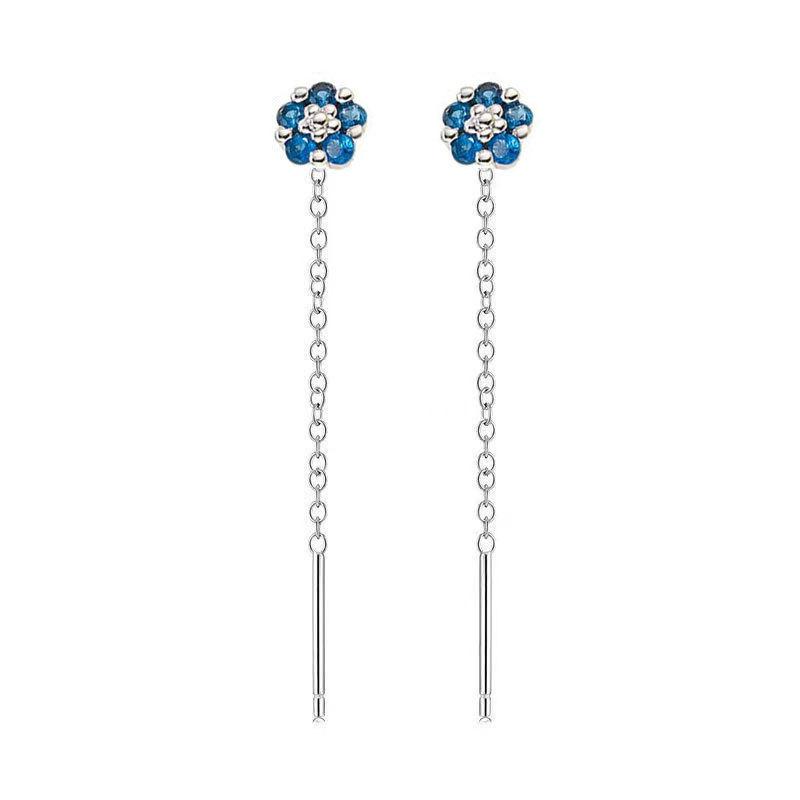 Temperament Diamant Blaue Iris Ohrringe Damenohrringe Nischen-Design Ohrringe Premium-Temperament Blume Steckerohrringe