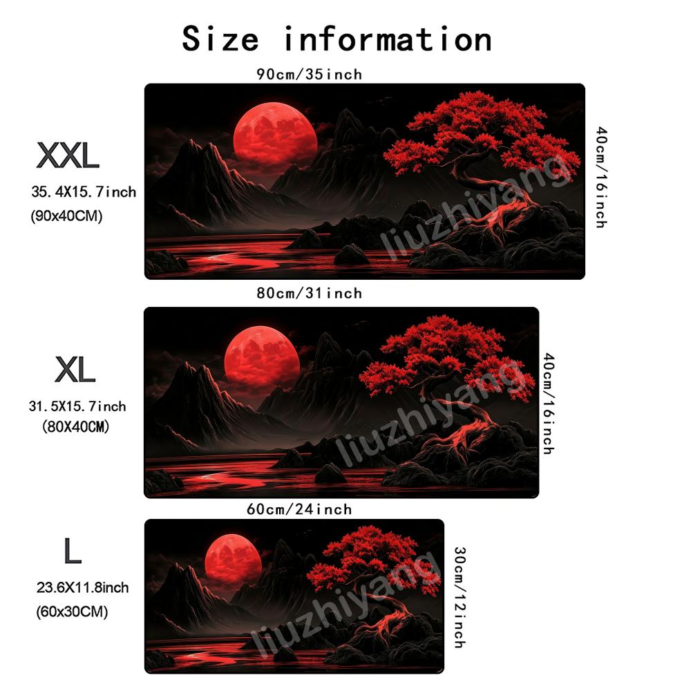 Red Moon Scenery Mouse Pad Large AntiSlip Rubber Gaming Mousepad Durable Thick Seam Edge Suitable For Office Gaming Desk Mats