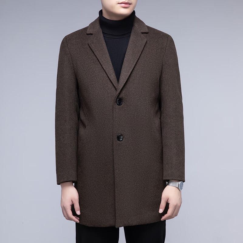 Firstview Men's Business Casual Mid-length Wool Overcoat