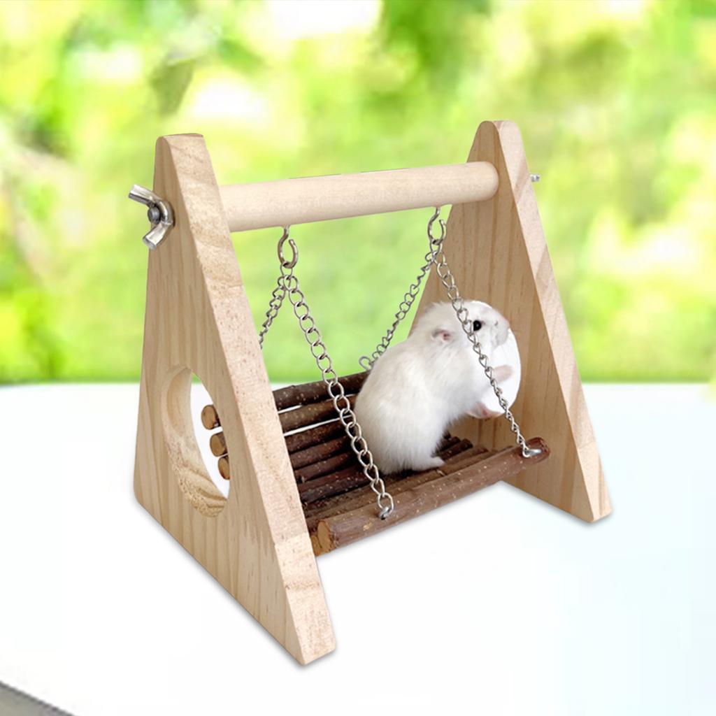 Hamster Swing Hammock Wooden Hamster Swing Toy Cage Accessories for Chinchilla Rat Gerbil Dwarf Hamster Pet Supplies