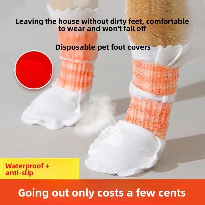 20PC Lot Pet Disposable Paw Shoes Waterproof Non-woven Fabric Dog Anti-Dirt Shoe Covers Outdoor Dog Walking Small Dog Socks S(1KG-7KG)