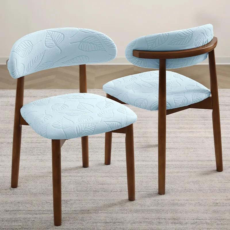 

Жаккардовые Чехлы на Обеденный Стул Короткая Спинка Эластичный Защитный Чехол Всесезонный Универсальный Чехол на Сиденье Стула для Дома Отеля синий