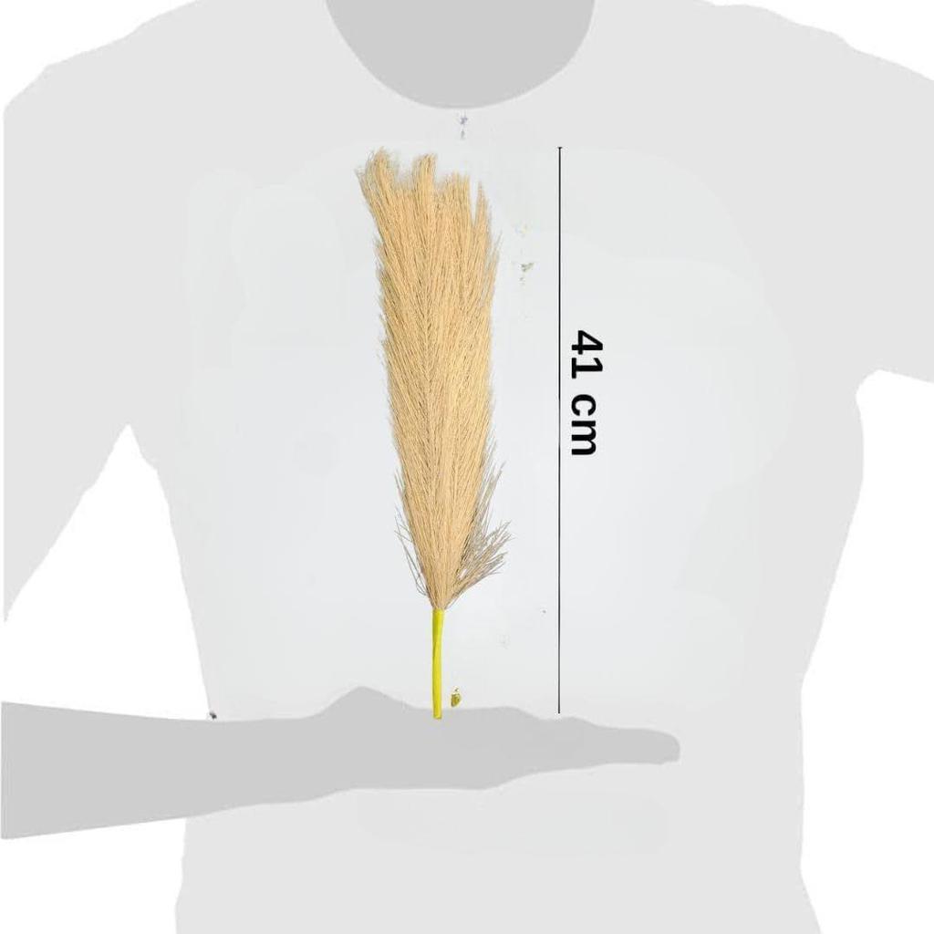 6 Pcs Faux Pampas Grass Small Fluffy Artificial Flowers Fake Flower for Home, Office,Bedroom, Table, Festive Decoration and Craft Items Corner