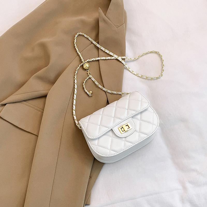 2024 New Women's Bag Casual Texture Solid Color Diamond Chain Small Bag Women's Fashion Shoulder Crossbody Small Square Bag Trendy Black