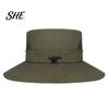 Foldable Travel Hat for Vacation Summer Mesh Spliced Bucket Men Women, Extra Wide Brim Sun Outdoor Hiking with Adjustable Drawstring, Portable